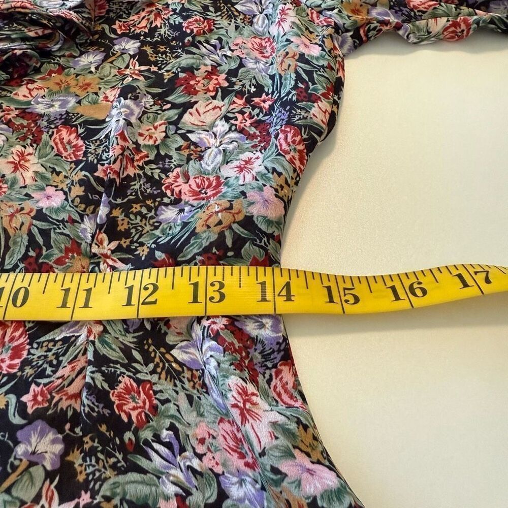 Vintage Try 1 Black Floral Ruffled Cropped Blouse Sz S Y2K, Feminine - Picture 9 of 12